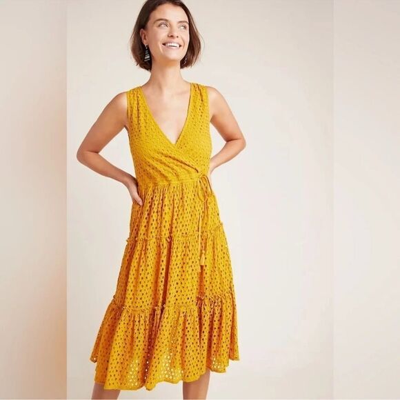 Frye + Anthropologie Nuri Eyelet wrap dress - Picture 3 of 5